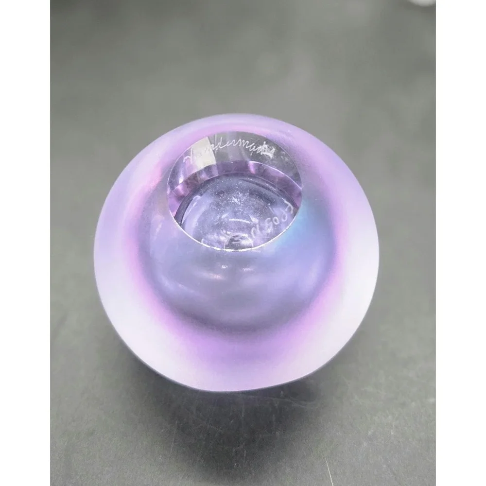 Vintage Vandermark Art Glass Lavender Faceted Perfume Bottle W/ Dauber 4.75